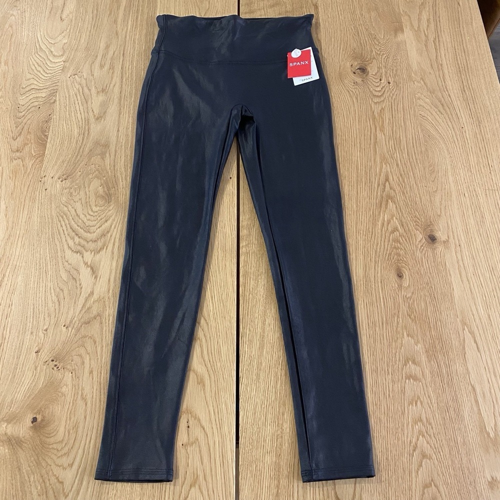 Spanx Faux Leather Leggings  Petite‎ / Black Petite Medium New W/ Tags